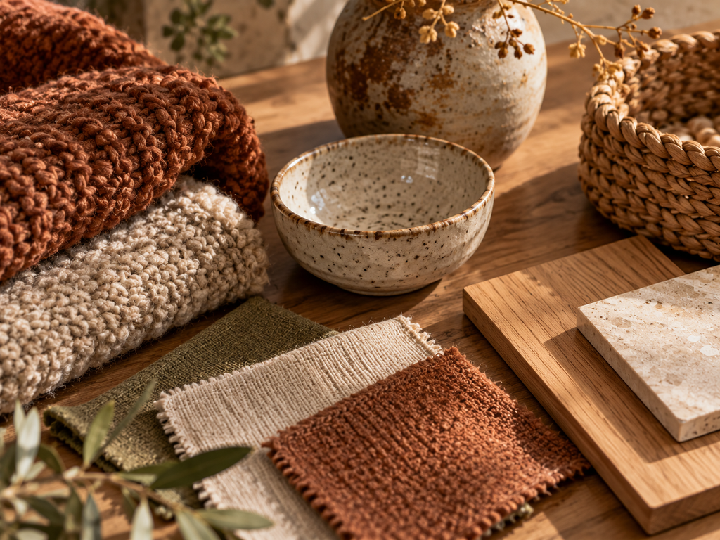 Detalhe de materiais naturais para avaliar qualidade em acessórios de decoração